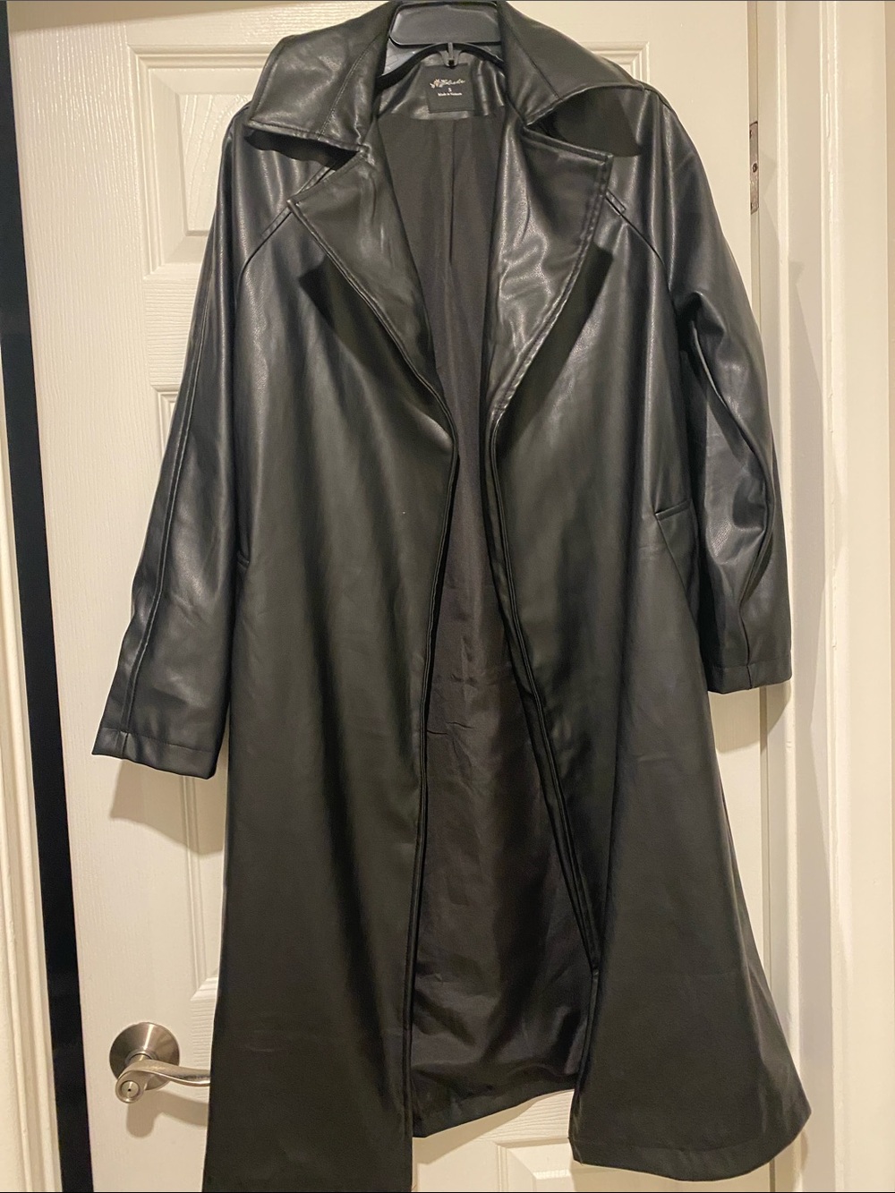 Lush Black Faux Leather Longline Coat